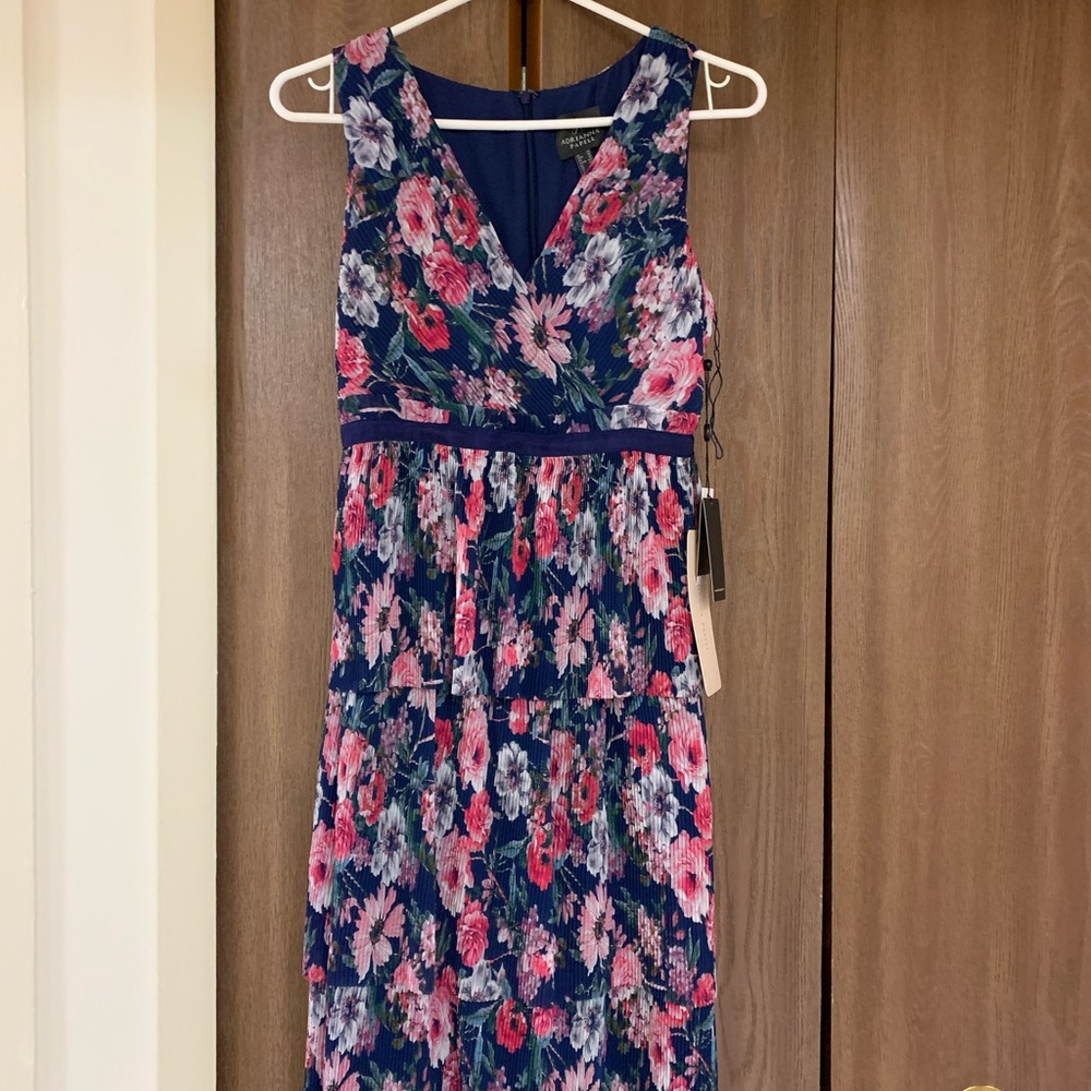 Adrianna Pappell Dress with pleats & tiered skirt